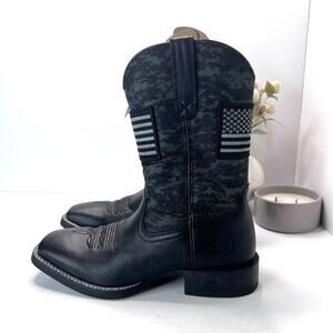 Ariat Camo Sport Patriot Western Performance Leather Boot Black Men 9.5 EE NWOB